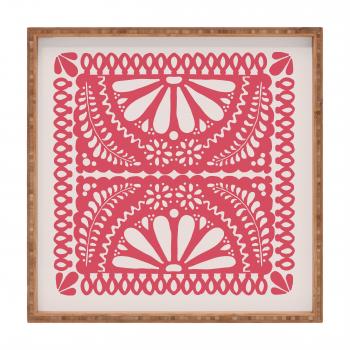 Natalie Baca Red Square Fiesta Tray – 12x12 Indoor/Outdoor