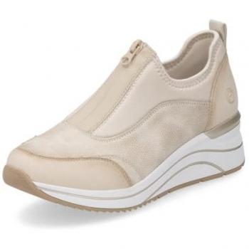 REMONTE Damen Slip-On 44 – Textiles Freizeitschuh, hellbeige Lederoptik