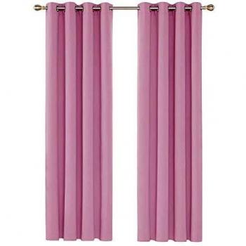 Deconovo Schlafzimmer Gardinen, blickdicht, 242x132cm, Rosa, mit Ösen