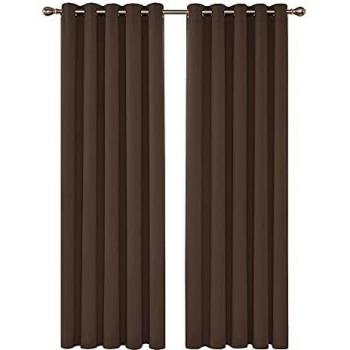 Deconovo Rideaux Occultants Isolant Thermique, Design Moderne à Oeillets, Brun, 2 Pièces
