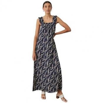 Vestito maxi in piume da donna Principles blu scuro