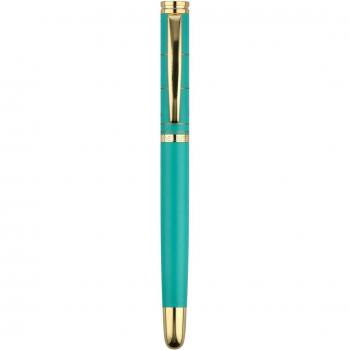 Caneta Belius Soiree em Alumínio com Design Art Deco Turquesa e Dourado