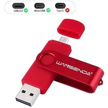 Clé USB 128Go USB 2.0 Wansenda OTG USB Flash Drive pour appareils Android/PC/Mac (Argent)