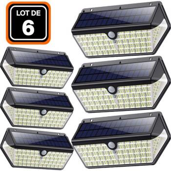 6er-Set Solar LED-Strahler mit Bewegungsmelder 2500 Lumen