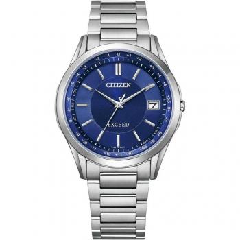 Citizen Exceed Simple Men's Watch Silver Blue Radio Solar CB1110-61L