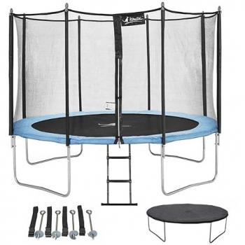 Trampoline de jardin Kangui 426 cm avec échelle, bâche de protection et kit d'ancrage conforme aux normes EU