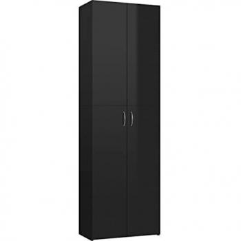High‑Gloss Black Filing Cabinet – 60 cm × 32 cm × 190 cm (Engineered Wood)