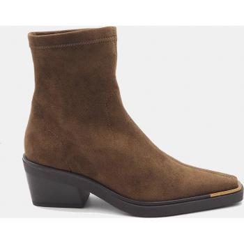 Botines de mujer Miss Elastic con aspecto de cuero en ante y tacón bloque stiletto