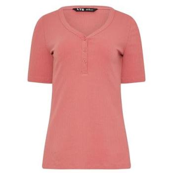 Coral Ribbed Henley Top for Women – Long Tall Sally, 14' tall