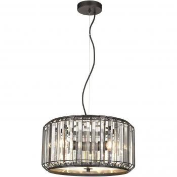 Netlighting Spring 3 Light Ceiling Pendant Black Clear with Crystals E27