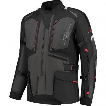 Giacca Tessile da Moto Rusty Stitches Cliff Impermeabile Nero Grigio Rosso L