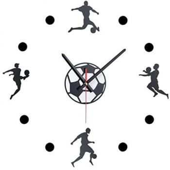 Orologio da Parete Adesivo Calcio 3D, Nero/Bianco