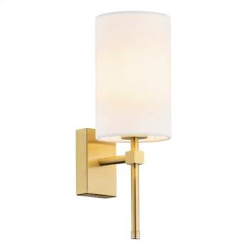 Abruzzo Series Wall Lighting: White Shade, Brushed Brass Finish