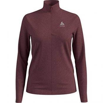 Jersey Odlo Mujer, Media Cremallera, Talla L, Roan Rouge-Decadent Chocolate-Stripes