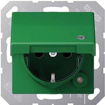 Jung 1520 BF Klappdeckel Steckdose grün 16A 250V bruchsicher