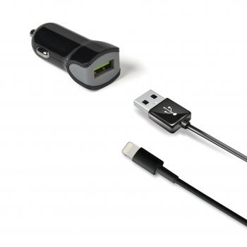 Celly CCUSBLIGHT Caricabatteria da Auto Universale con Cavo USB, Nero