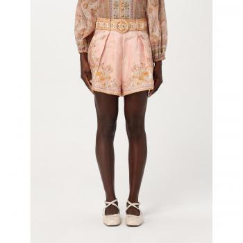 Pantaloncini in Lino Crema con Stampa Floreale Zimmermann Taglia 2
