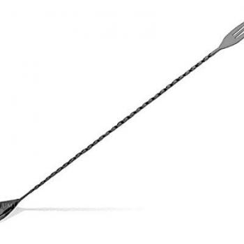 Lumian Trident Bar Spoon Professionale in Acciaio Inox con Finitura Nera, 40 cm