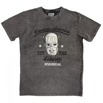 Stonewashed Captain America Retro Grey T‑Shirt
