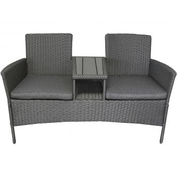 Grau: Gartentischbank 140x60x84 cm aus robustem Kunststoff