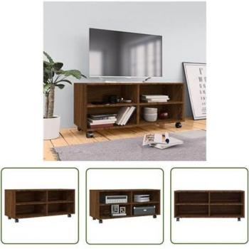 Étagère TV sur roues Chêne Marron 90x35x35 cm – Boisson Ingénierie