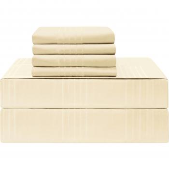 Elite Elegance 6-Piece Luxury Cotton Sheet Set, Ivory, California King
