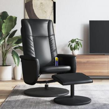 Prolenta Luxe – Fauteuil Relax Inclinable avec Repos-Pieds Noir Similicuir