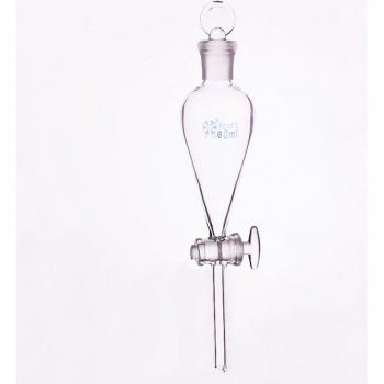 60ml Glass Pear Separatory Funnel with Stopcock and Ground-In Stopper