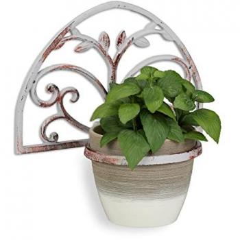 Cast Iron Wall Flower Racks Set of 3, Vintage Design, White, Ø 14.5 cm