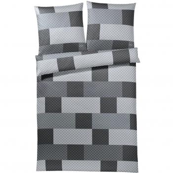 JOOP! Schachbrett‑Bettwäsche – 4060 Graphit 09 – 80 × 80 + 155 × 220 cm