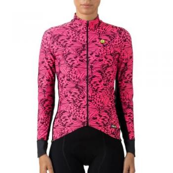 Jersey Ciclismo Mujer Alé Butterfly con Mangas Largas, Tono Neón Rosa