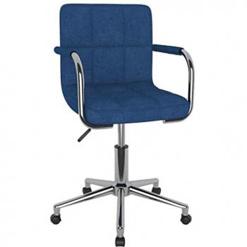 Chaise de salle à manger en tissu bleu pivotante