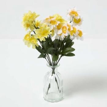 Handmade Daffodil Spray Bundle: 2 Stems, Yellow & White, 12 cm