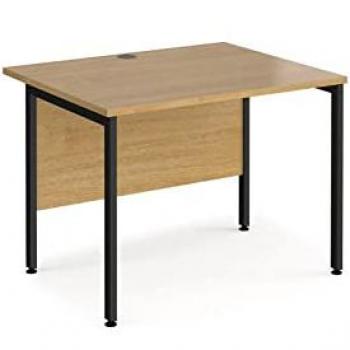 Oak Master 25 Desk – 1m × 0.8m, Black H‑Frame, Premium Oak Surface