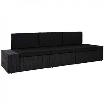 VidaXL Modular Trivietė Sofa, Dark Matte Black Polish