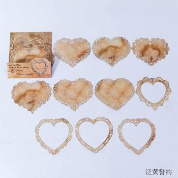 10Pcs Vintage Coffee Dyed Lace Paper for Journals