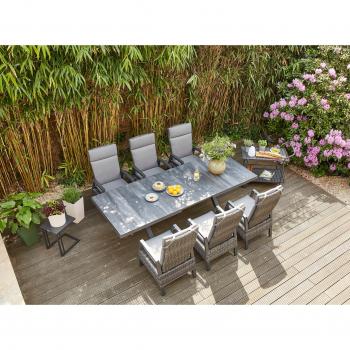 Siena Garden Essgruppen Set “Taranto/Sincro” – 100 cm Breite, 109 cm Höhe, 200 cm Tiefe (Aluminium/Keramik/PVC)