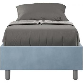 Letto Sommier Imbottito Singolo 80x200 Microfibra Azzurro Azelia