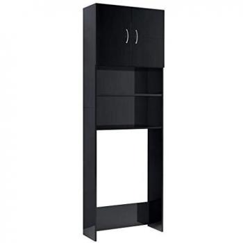 High Gloss Black Laundry Machine Cabinet 64x25.5x190 cm