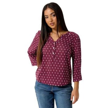 M&Co Female 18 Raspberry Dobby Shirt, Notch Neck Design
