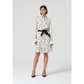 Vestido com padrão florido, estilo chemisier, caimento regular