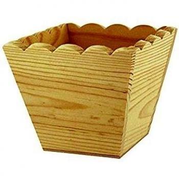 Cache Pot en Bois Naturel 11 x 11 x 10 cm