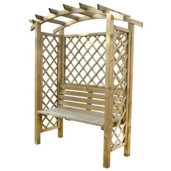 Pergola da Giardino in Legno di Pino 160x70xh190 cm con Panca per 2 Persone e Grigliato Nido D'amore Forest