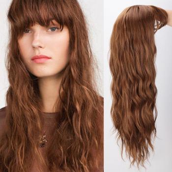 Long Water Wave Heat Resistant Synthetic Wigs with Bangs