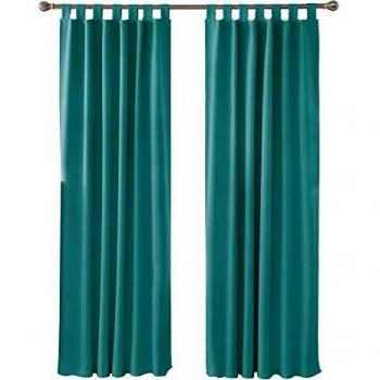 Deconovo Blickdichte Gardine Schlaufen 175x140 cm Türkis 2er Set