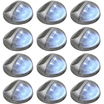 SUNG-LL Lámparas solares LED de pared exterior 12 uds redondas plateada