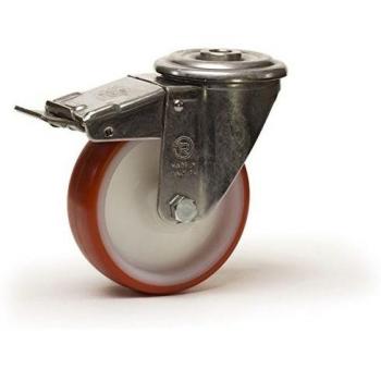 Roulette pivotante 80 mm avec frein et roulements à billes