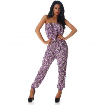 Blumen‑Bandeau Maxi‑Overall in S – Farbenfroh