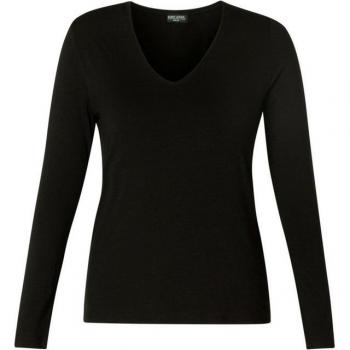 Base Level Curvy Damen Langarmshirt Alize, schwarz