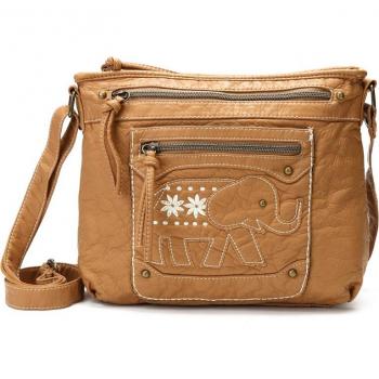 Bolso de mujer de piel sintética, bandolera con mosaico de elefante